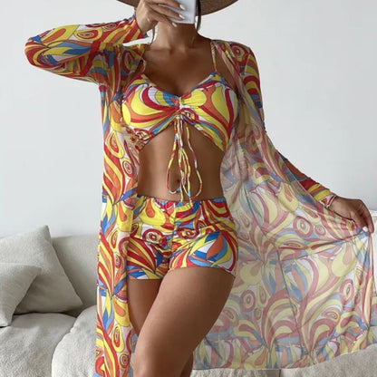 Amara | 3-Piece Print Bikini Set with Cover-Up