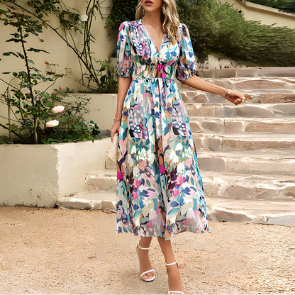 Adela® | V-Neck Midi Dress