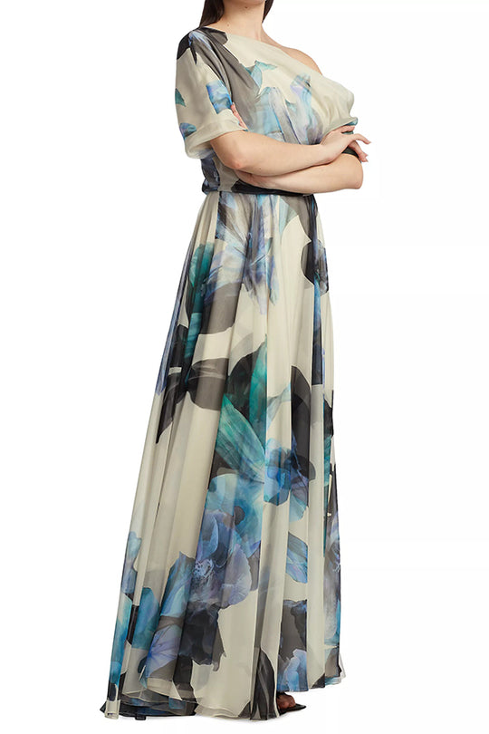 Sandy® | Unique printed bohemian short sleeve one shoulder maxi dress