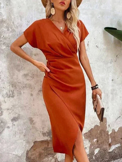 Abigail Chic V-Neck Midi Dress