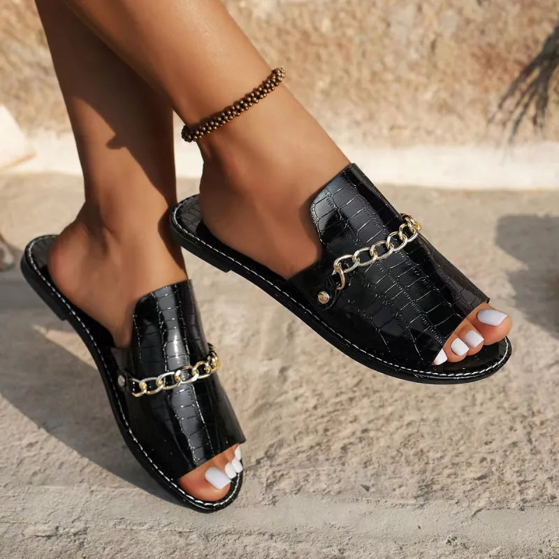 Alina | Women’s Fish Mouth Flat Sandals