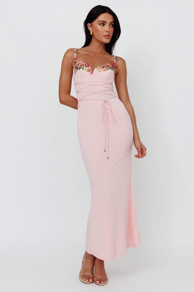 Leonor® | Midi dress with floral embroidery and laces
