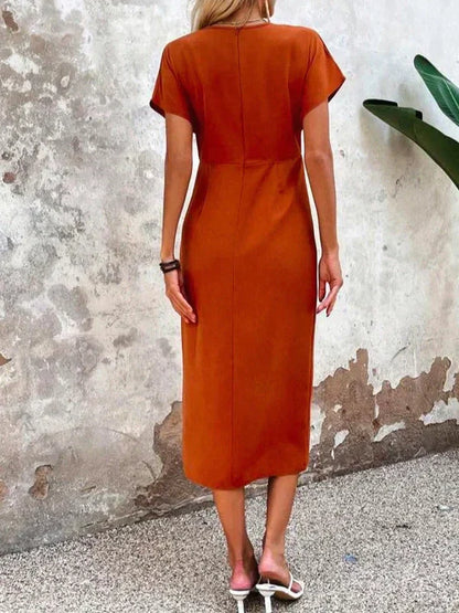 Abigail Chic V-Neck Midi Dress