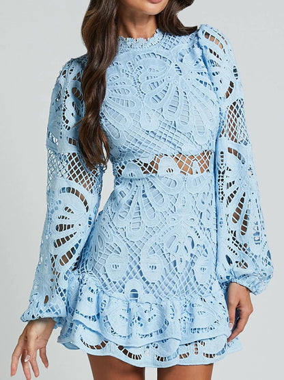 Sara® | Elegant Long-Sleeved Lace Mini Dress