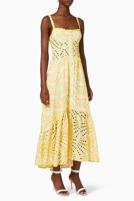 Belinda® | Embroidered Lace Midi Bustier Dress