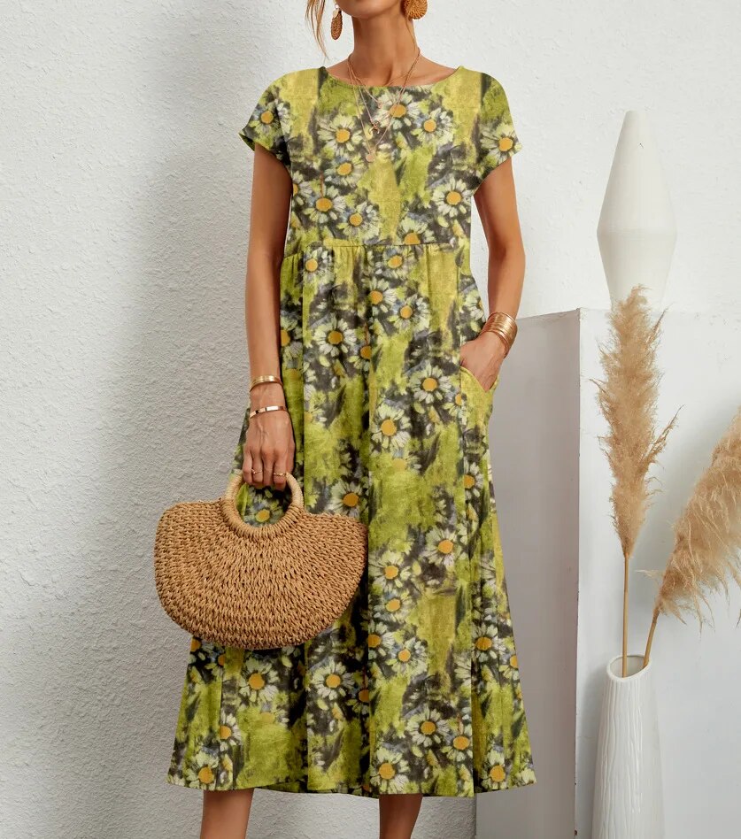 Nicole® | Long Cotton Summer Dress, Elegant And Comfortable