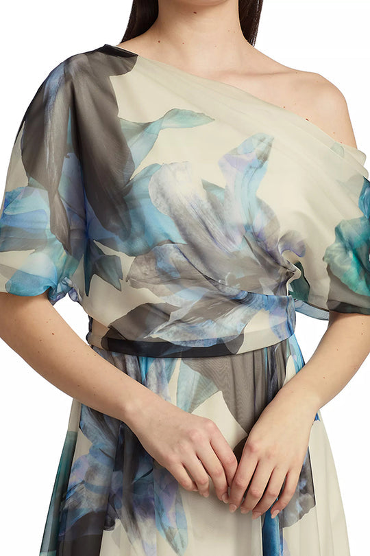 Sandy® | Unique printed bohemian short sleeve one shoulder maxi dress