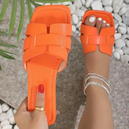 Isla | Summer Square Toe Slide Sandals