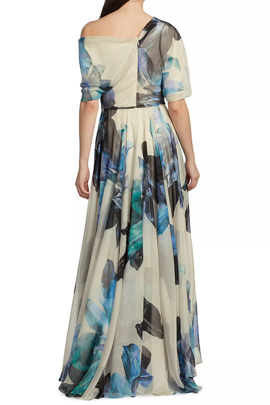 Sandy® | Unique printed bohemian short sleeve one shoulder maxi dress