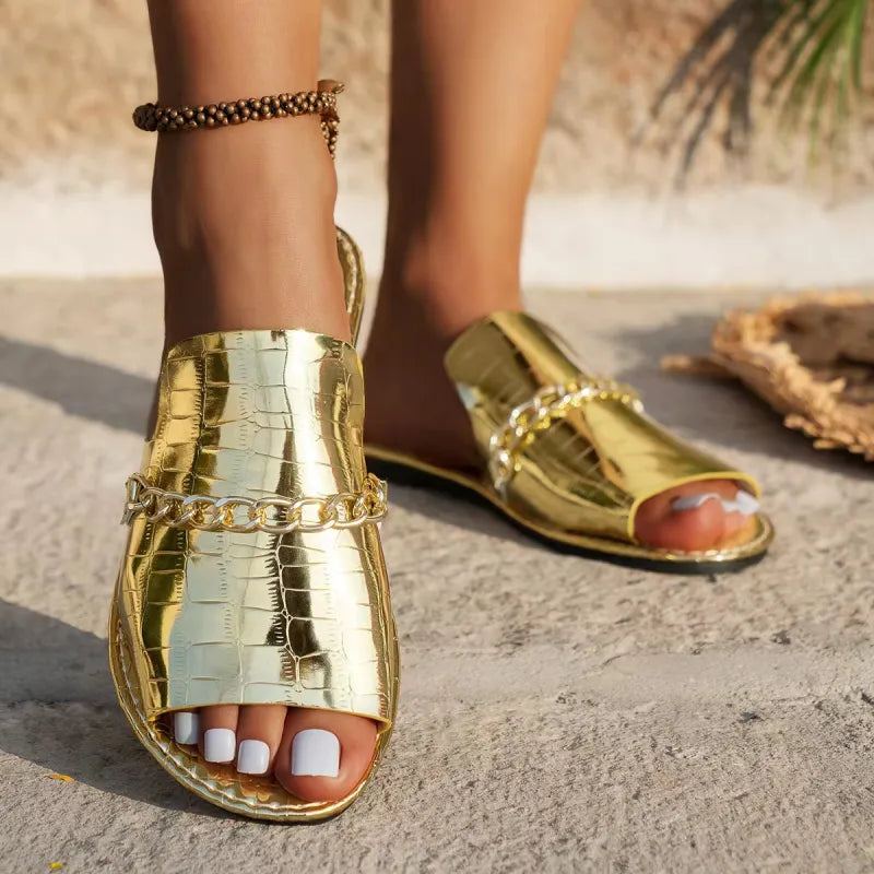 Alina | Women’s Fish Mouth Flat Sandals