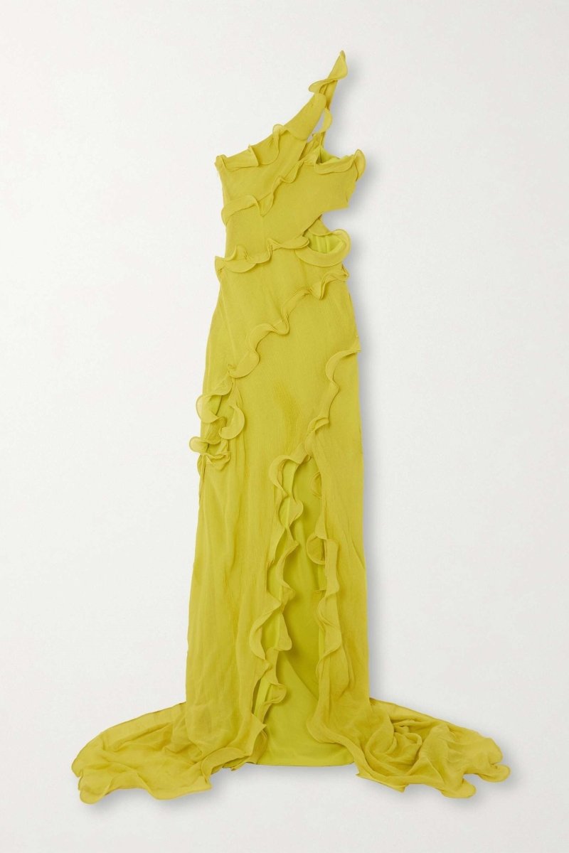 Paulina® | Maxi Chiffon Dress With One-Shoulder Straps And Ruffles
