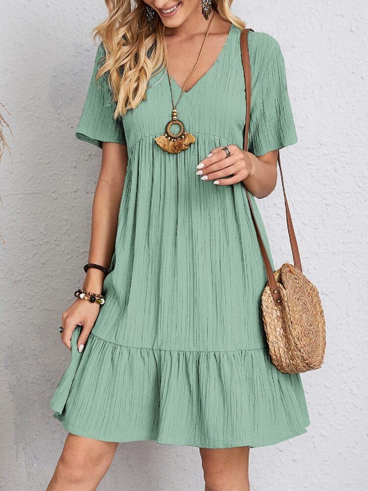 Adriana® | Vintage Dress With V-Neck & Lace Design