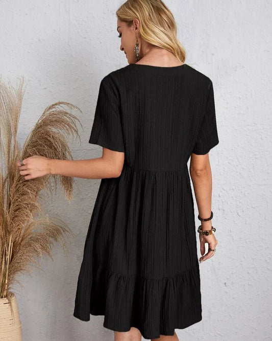 Adriana® | Vintage Dress With V-Neck & Lace Design