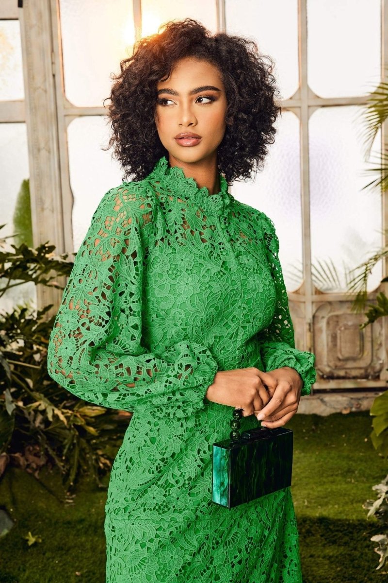 Florencia® | Flared Maxi Dress With Embroidered Lace