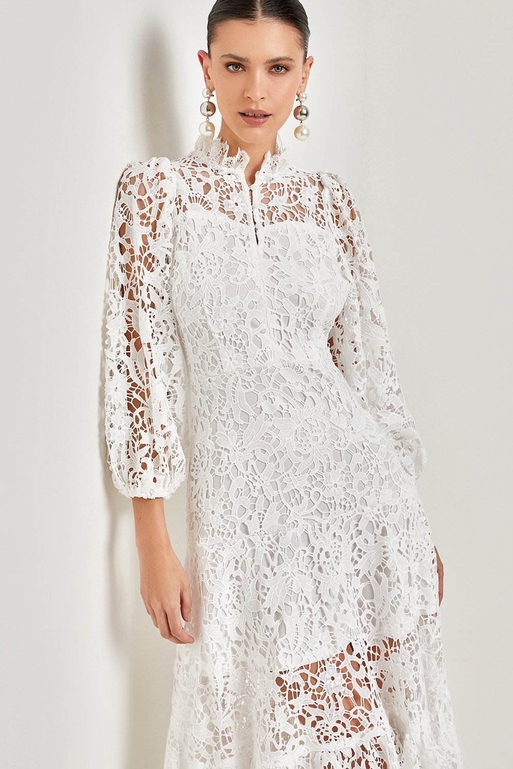 Florencia® | Flared Maxi Dress With Embroidered Lace