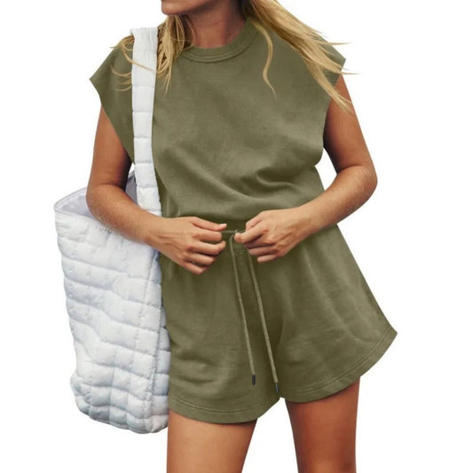 Lily Summer Backless Drawstring Shorts Jumpsuit