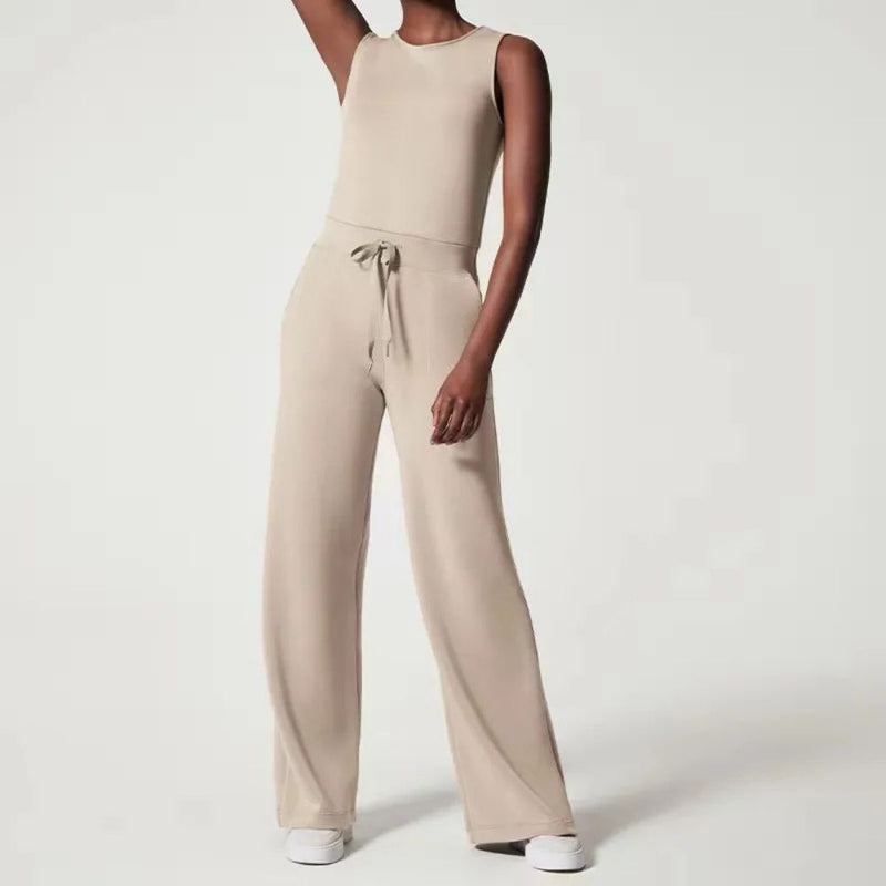 Ella Sleeveless Tie-Waist Elastic Pants Jumpsuit