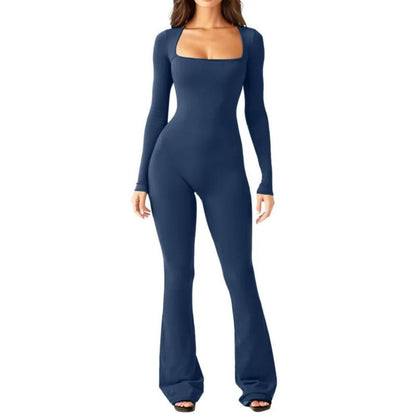 Nora Long Sleeve Square Neck Shaping Jumpsuit