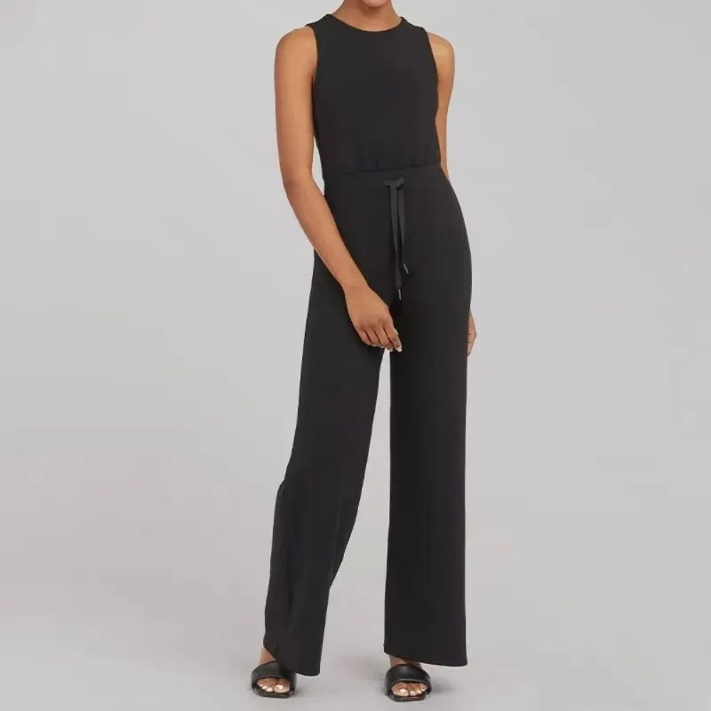 Ella Sleeveless Tie-Waist Elastic Pants Jumpsuit