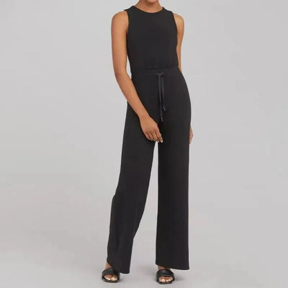 Ella Sleeveless Tie-Waist Elastic Pants Jumpsuit