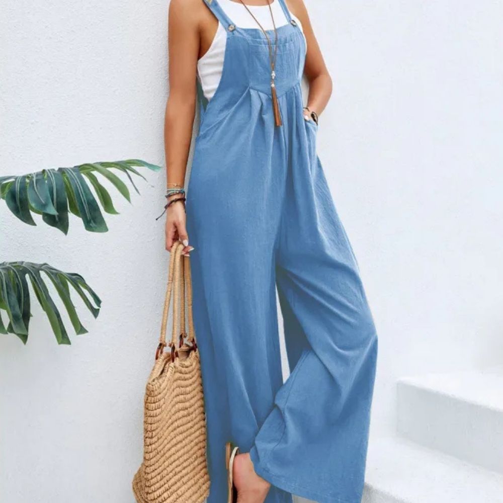 Sophia | Solid Color Casual Suspender Overall Pants