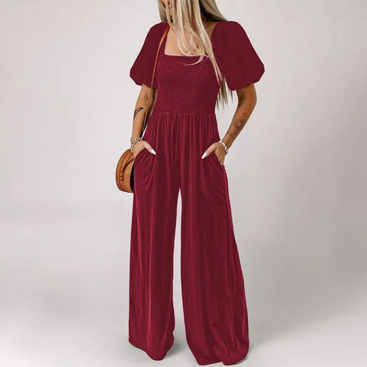 Hazel Square Neck Short Sleeve Jumpsuit