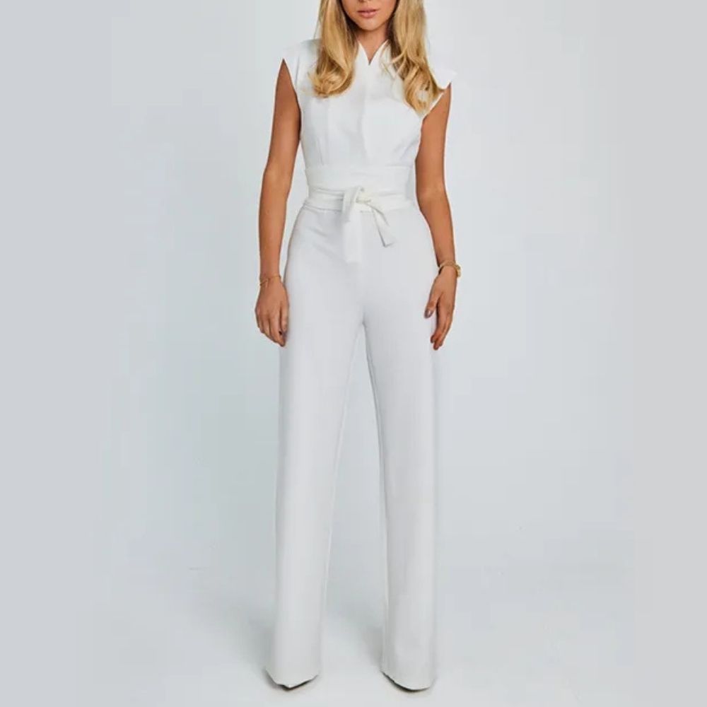 Elegant Summer Sleeveless V-Neck Wide Leg Jumpsuit
