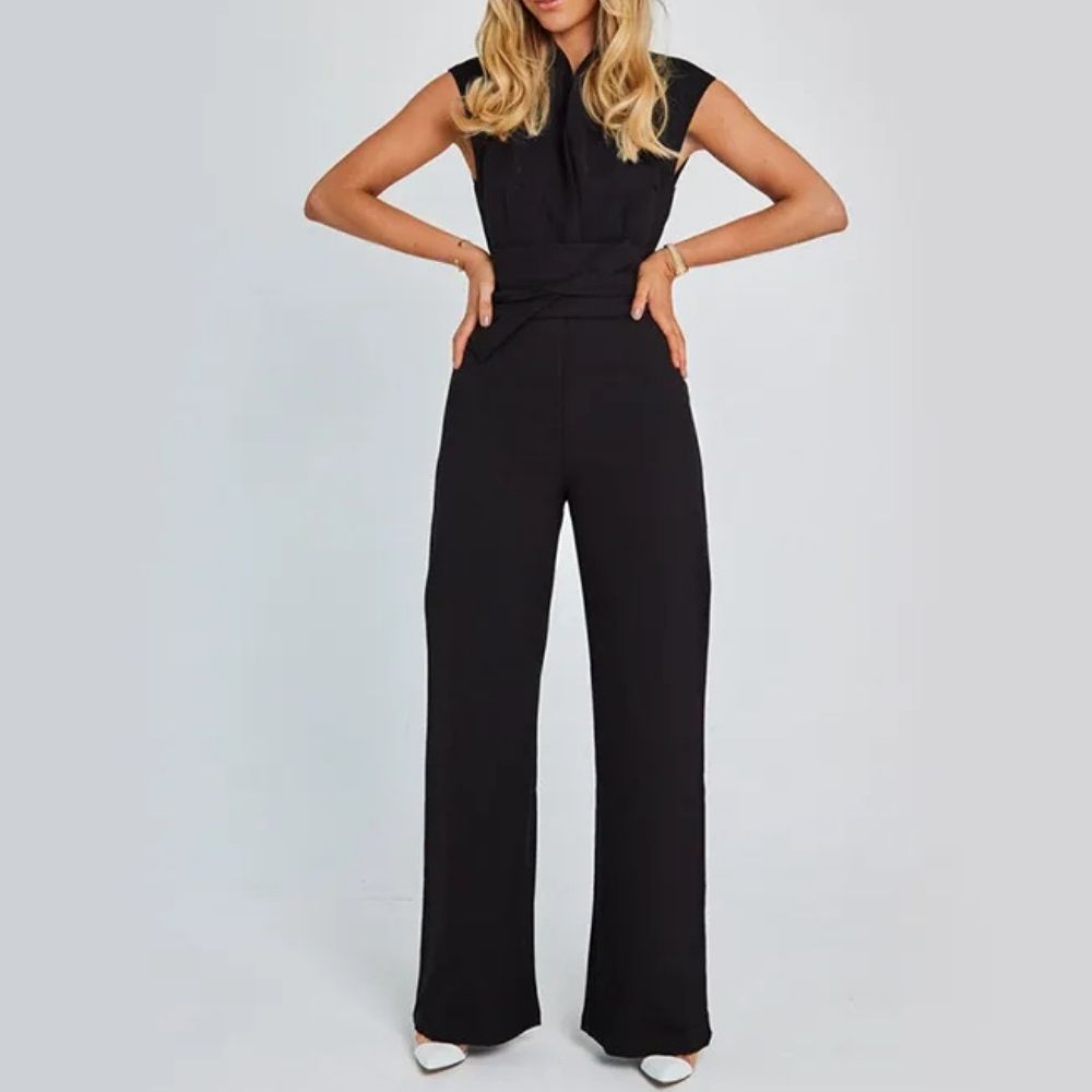 Elegant Summer Sleeveless V-Neck Wide Leg Jumpsuit