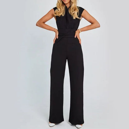 Elegant Summer Sleeveless V-Neck Wide Leg Jumpsuit