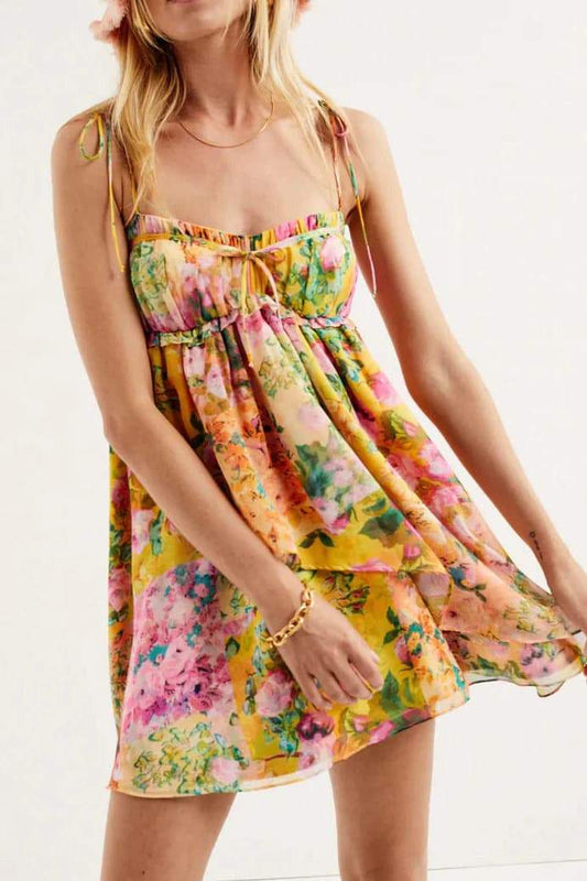 Leonor® | Chiffon Mini Dress With Floral Print