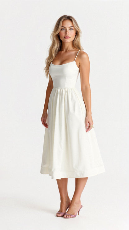 Mia® | Elegant Off-The-Shoulder Midi Dress