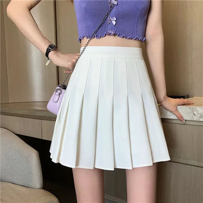 Liana High Waist Plaid Pleated Skirt