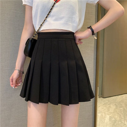 Liana High Waist Plaid Pleated Skirt