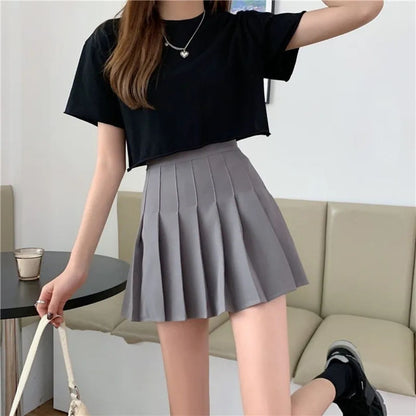 Liana High Waist Plaid Pleated Skirt