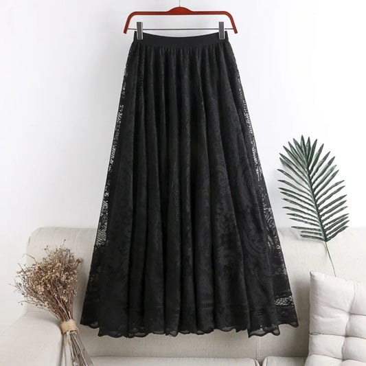 Ophelia Lace Pleated Midi Skirt