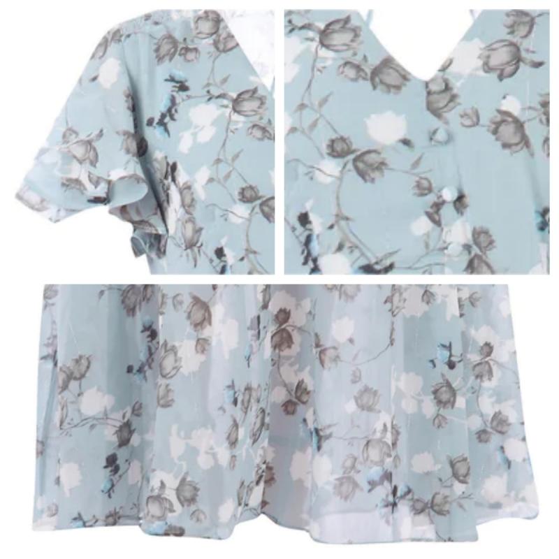 Lucrecia® | Long Dress With Short Sleeves And Floral Print