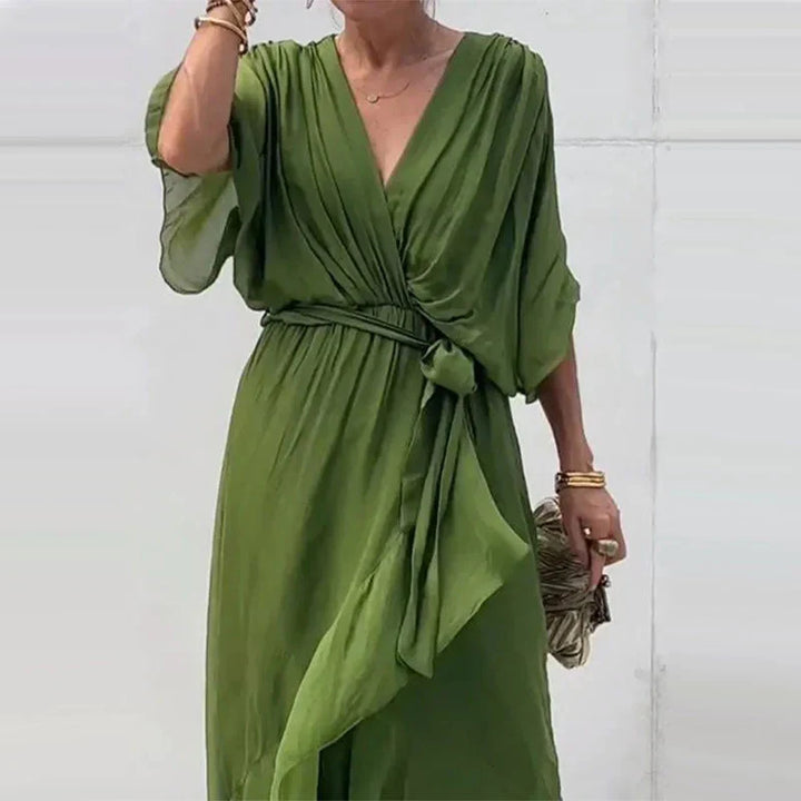 Natasha® | Midi Dress With V-Neckline And Loose Sleeves