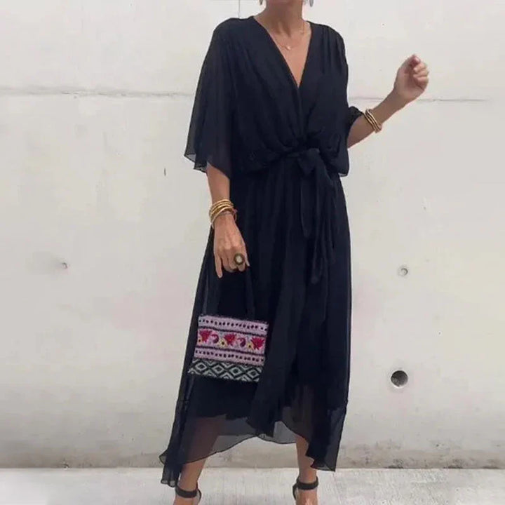 Natasha® | Midi Dress With V-Neckline And Loose Sleeves