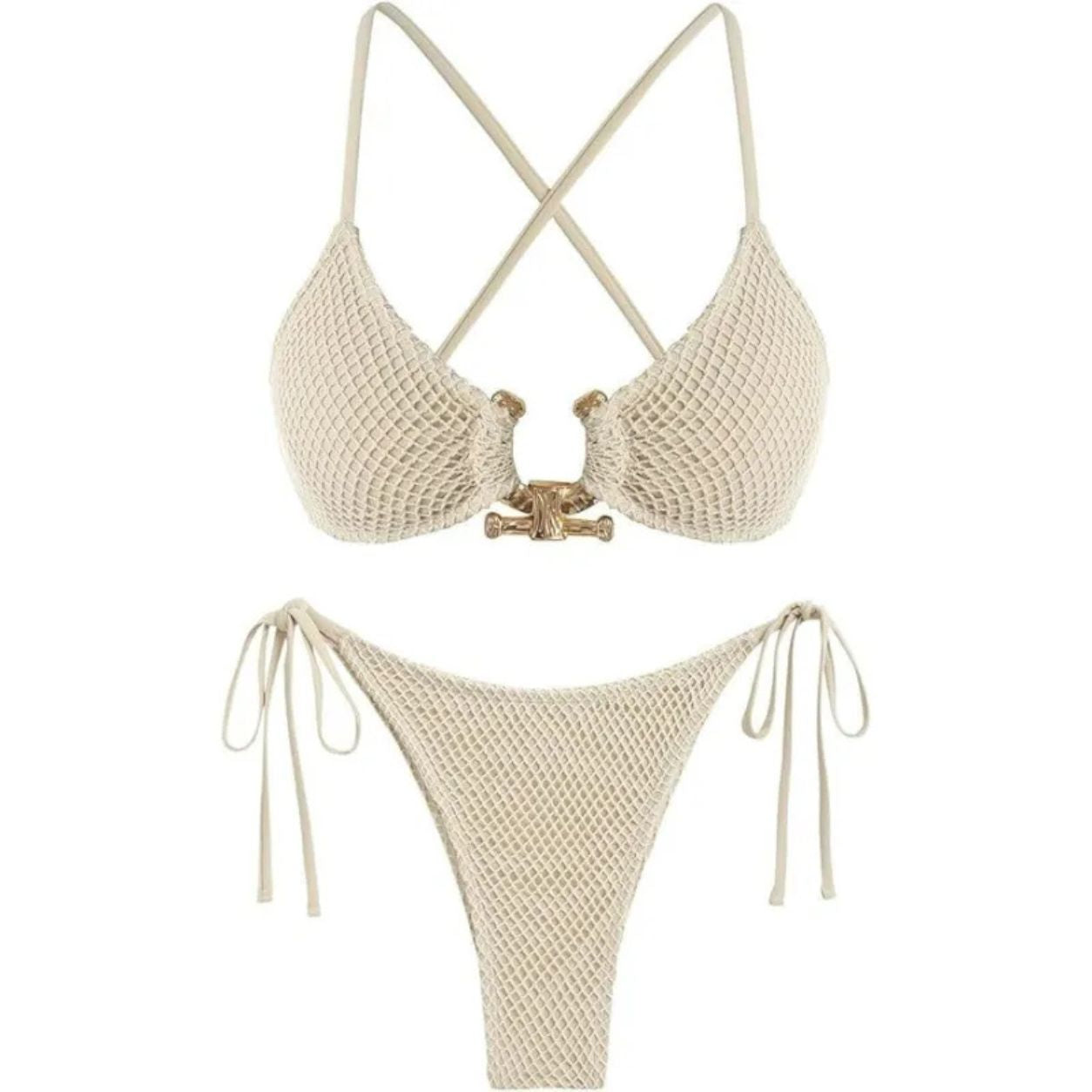 Zoey | Ribbed Cross-Back Bikini Swimsuit Set