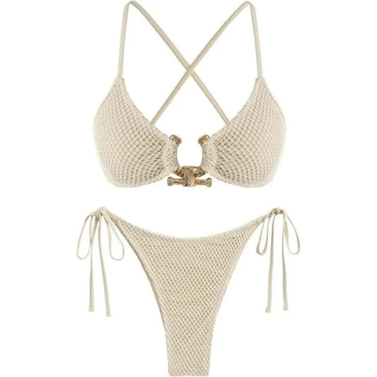 Zoey | Ribbed Cross-Back Bikini Swimsuit Set