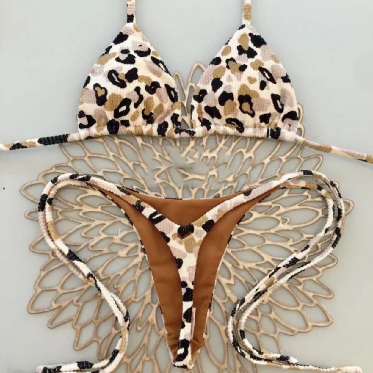 Cassia | Leopard Lace-Up Bikini Set