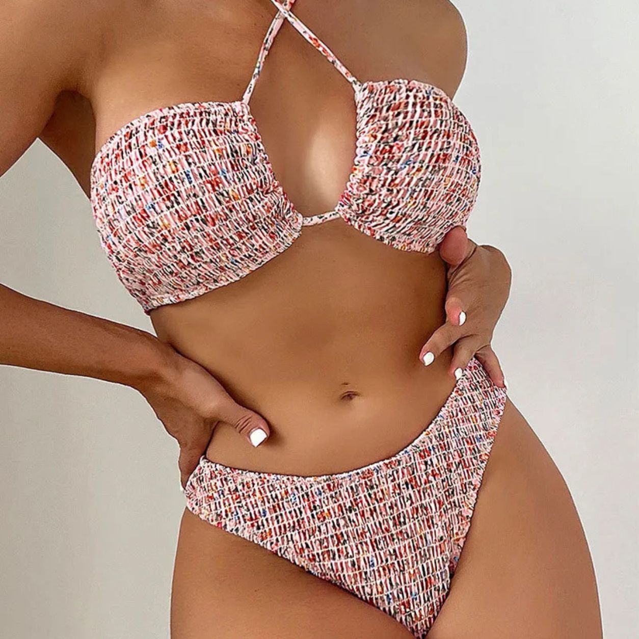 Zinnia | Summer Flowers Print Pleated Swimsuit
