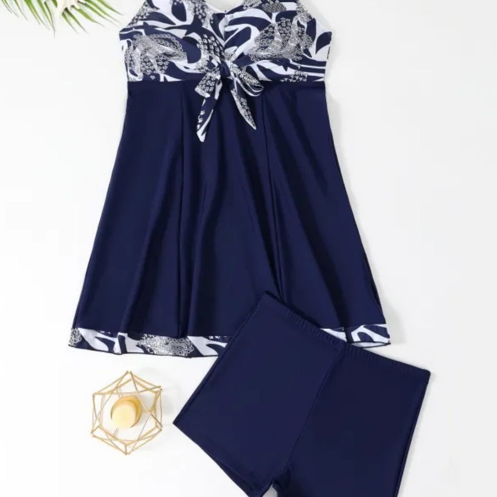 Serenity | Women’s Modest Tankini Swimsuit – Skirted Split Boxer Design